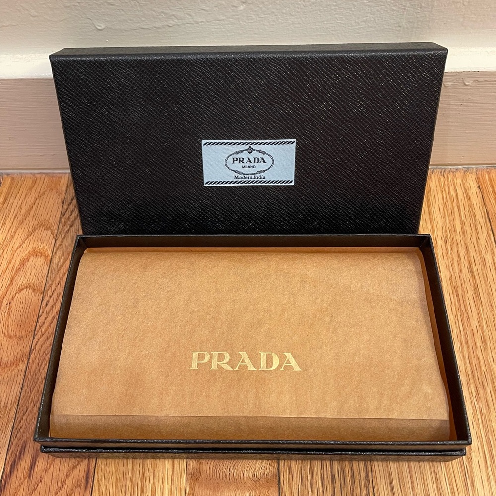 Prada Madras Woven Leather Continental Wallet in Rose - Picture 2 of 14